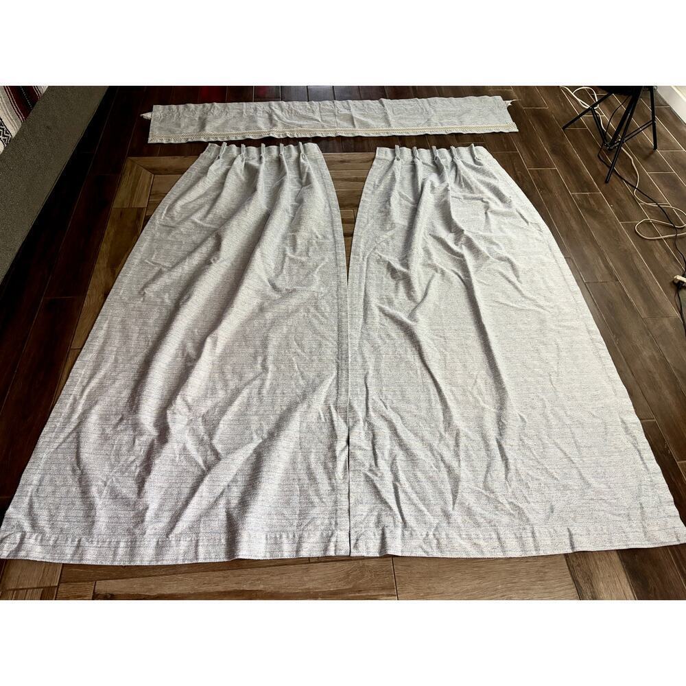 VTG 2‎ Panels Pinch Pleat Curtains Valance Blackout Soft Light Blue USA 24"x81"